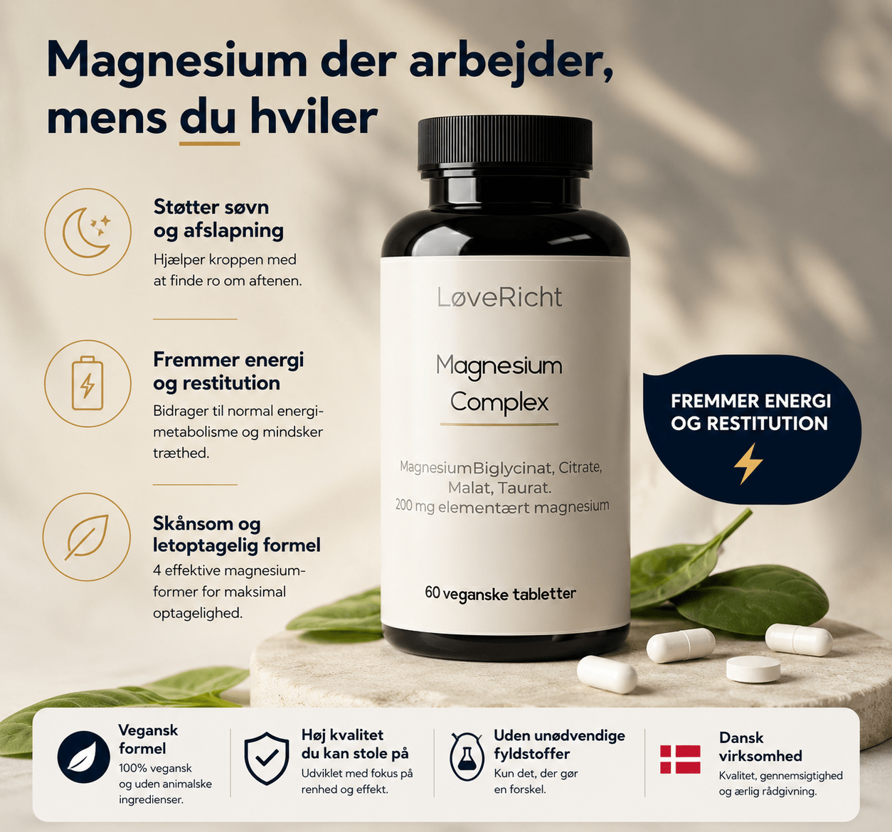 LøveRicht Magnesium Complex 60 vegan tablets - Stranvia